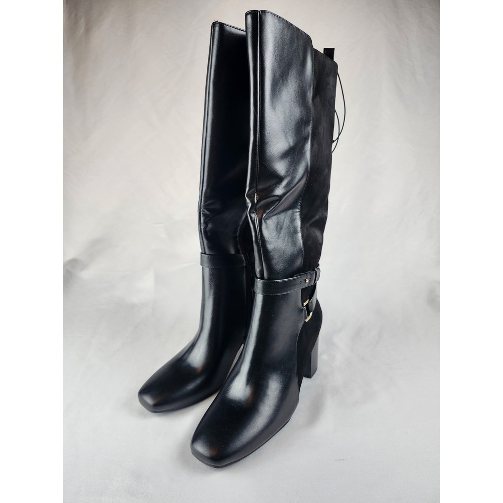 Liz Claiborne Women's 8.5 M Hayland Knee High Boots Black Block Heel Memory Foam